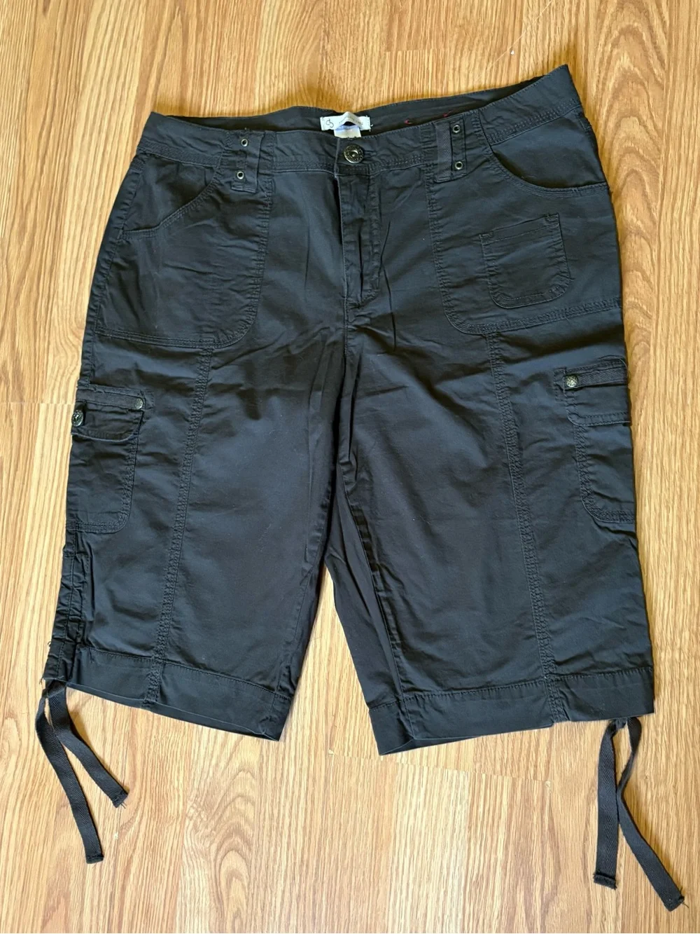 Dress barn Cargo Bermuda Shorts with Side Ties Dark Brown